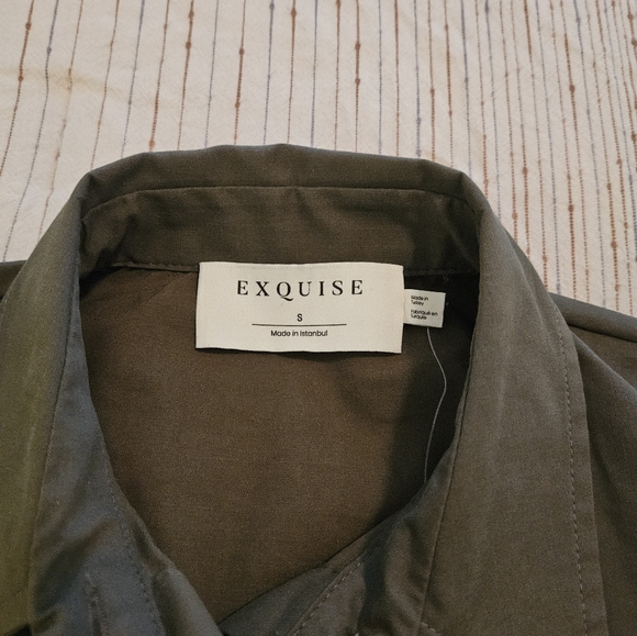 Anthropologie Exquise Utility Shirt dress, olive, size small - Picture 4 of 6